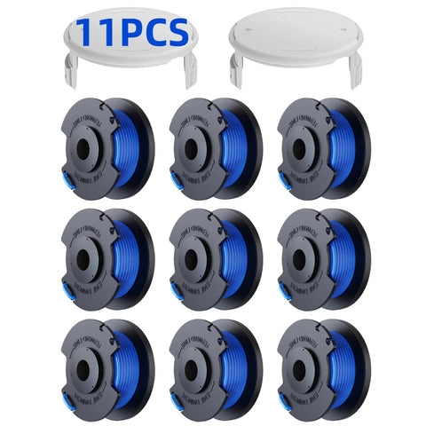Eventronic paquete frontal con 9 carretes mostrando compatibilidad Ryobi y reposición confiable