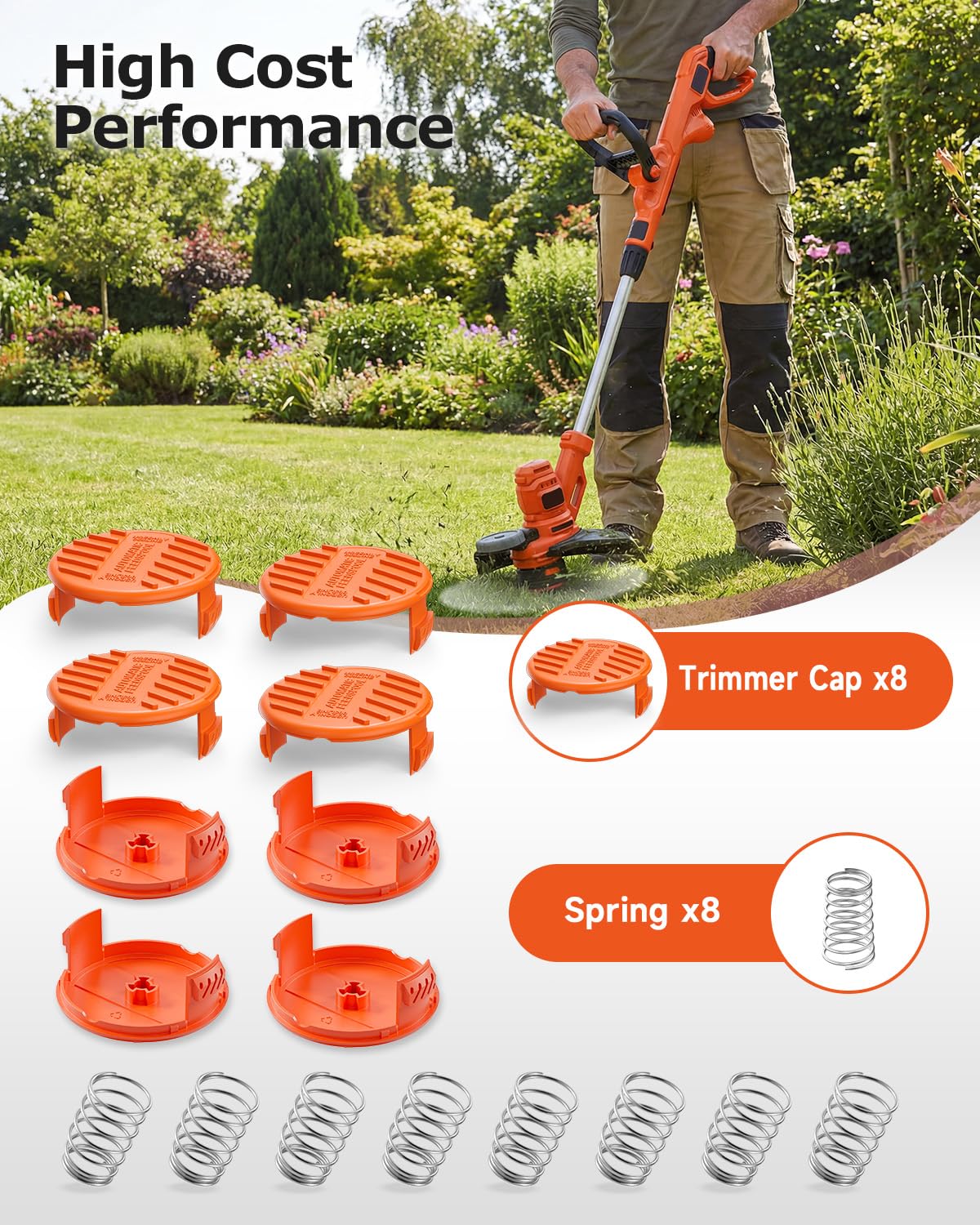Eventronic tapa en uso en jardín mostrando protección del carrete y continuidad de trabajo