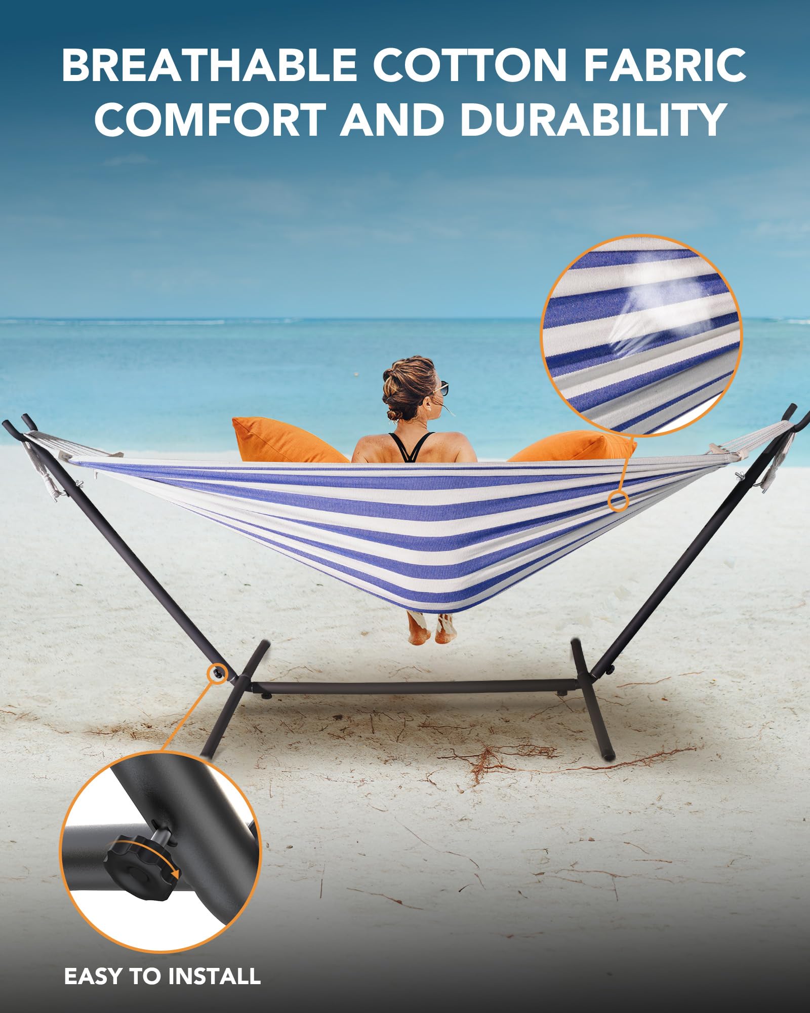 Everyfun comparación de tamaño con persona, demuestra capacidad 600 lb