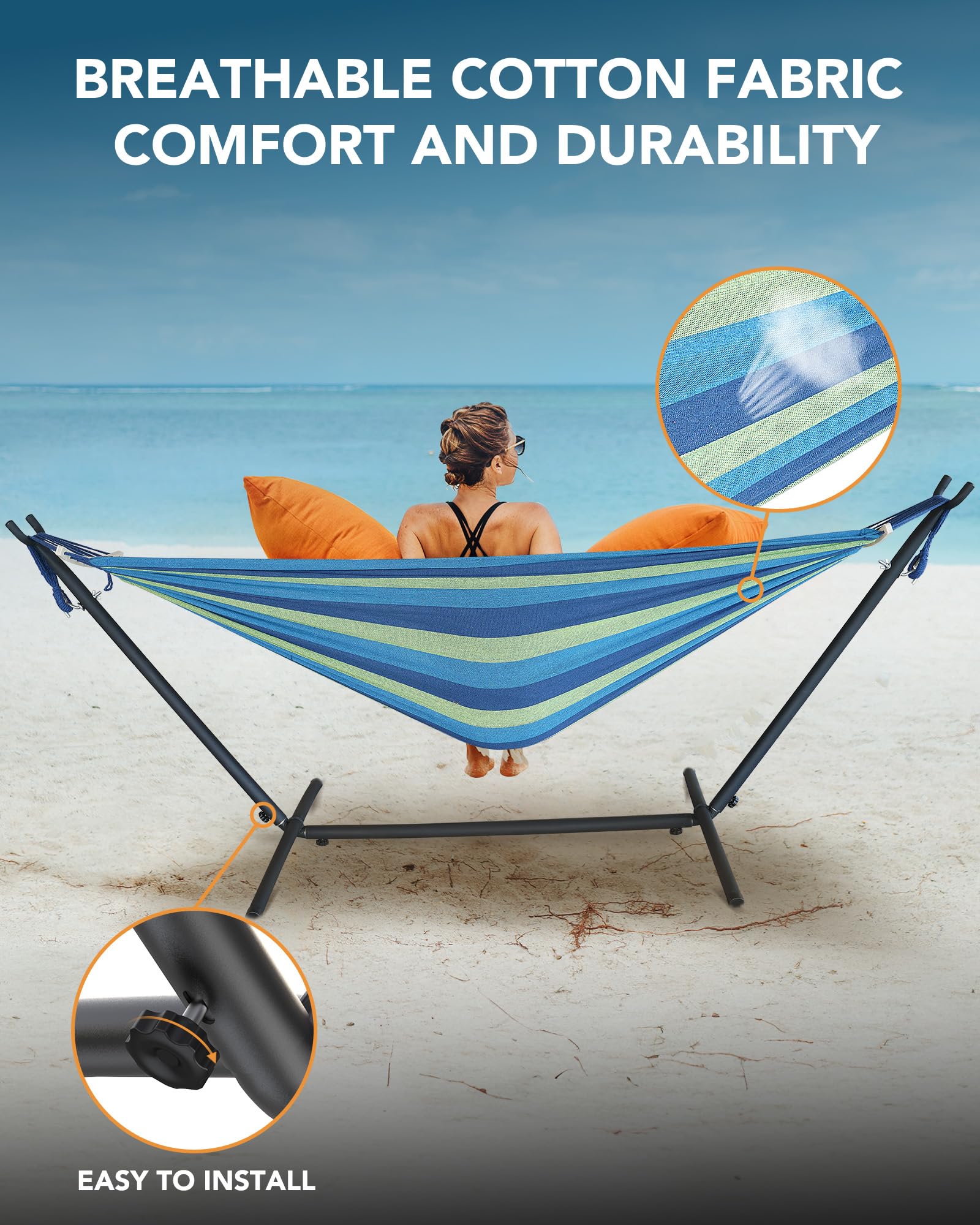 Everyfun comparación de tamaño hamaca junto a silla para escala
