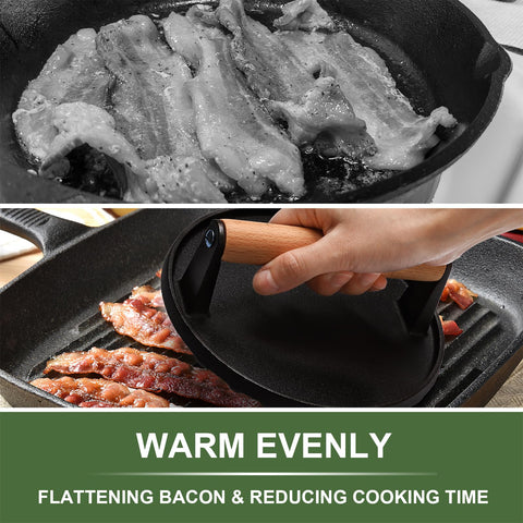 EWFEN prensa sujetando bacon en plancha para evitar encogimiento y grasas