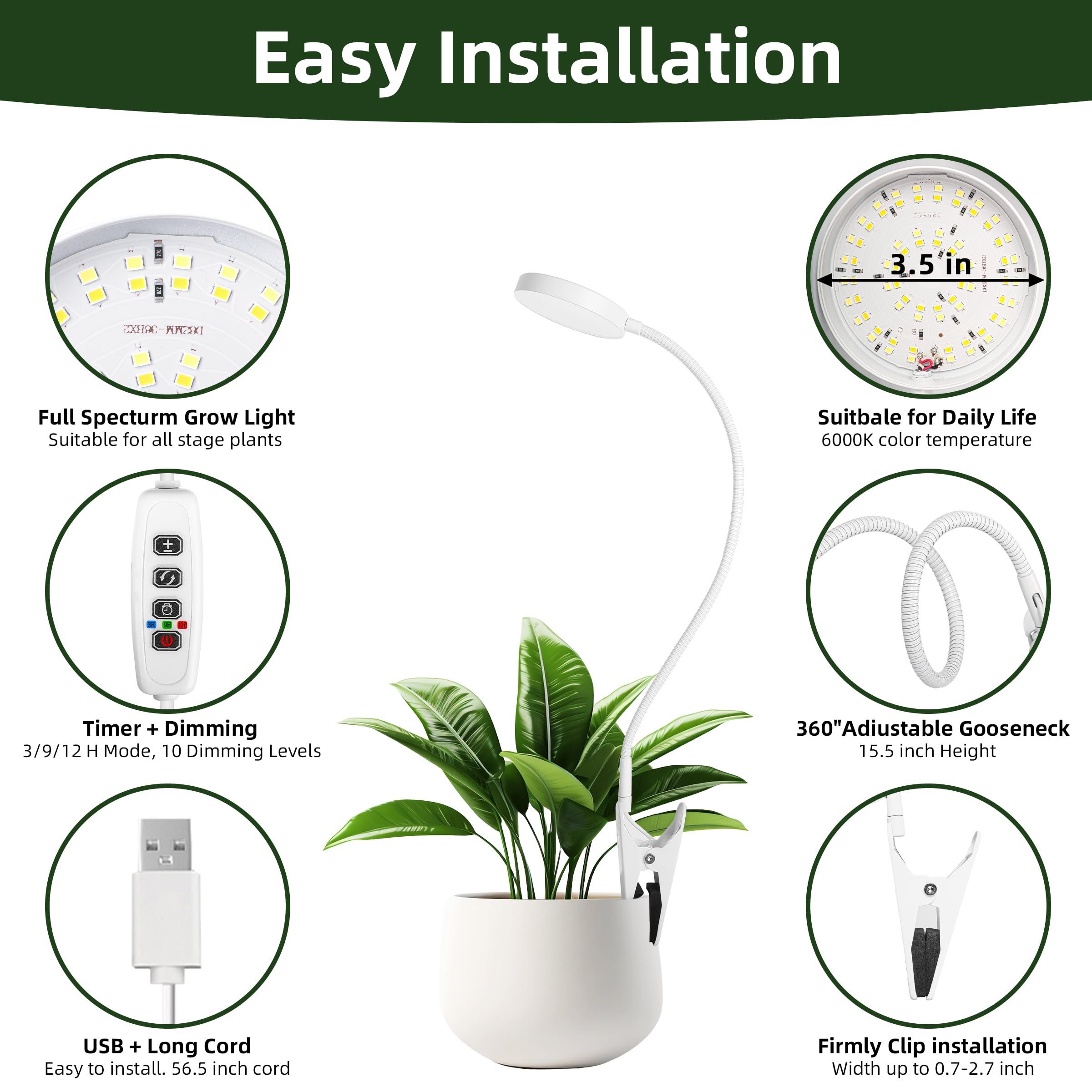 EWPJDK cuello flexible ajustable que facilita orientar la iluminación