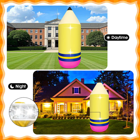 Eyourlife lápiz inflable instalado en jardín que decora entrada escolar eficientemente