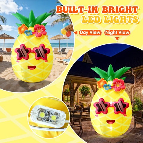 Eyourlife luces LED internas iluminando la piña por la noche