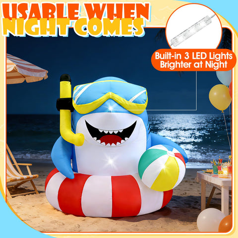Eyourlife tiburón junto a bola de playa mostrando uso festivo