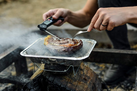 EZGRILL comparación de tamaño en mano que muestra su portabilidad