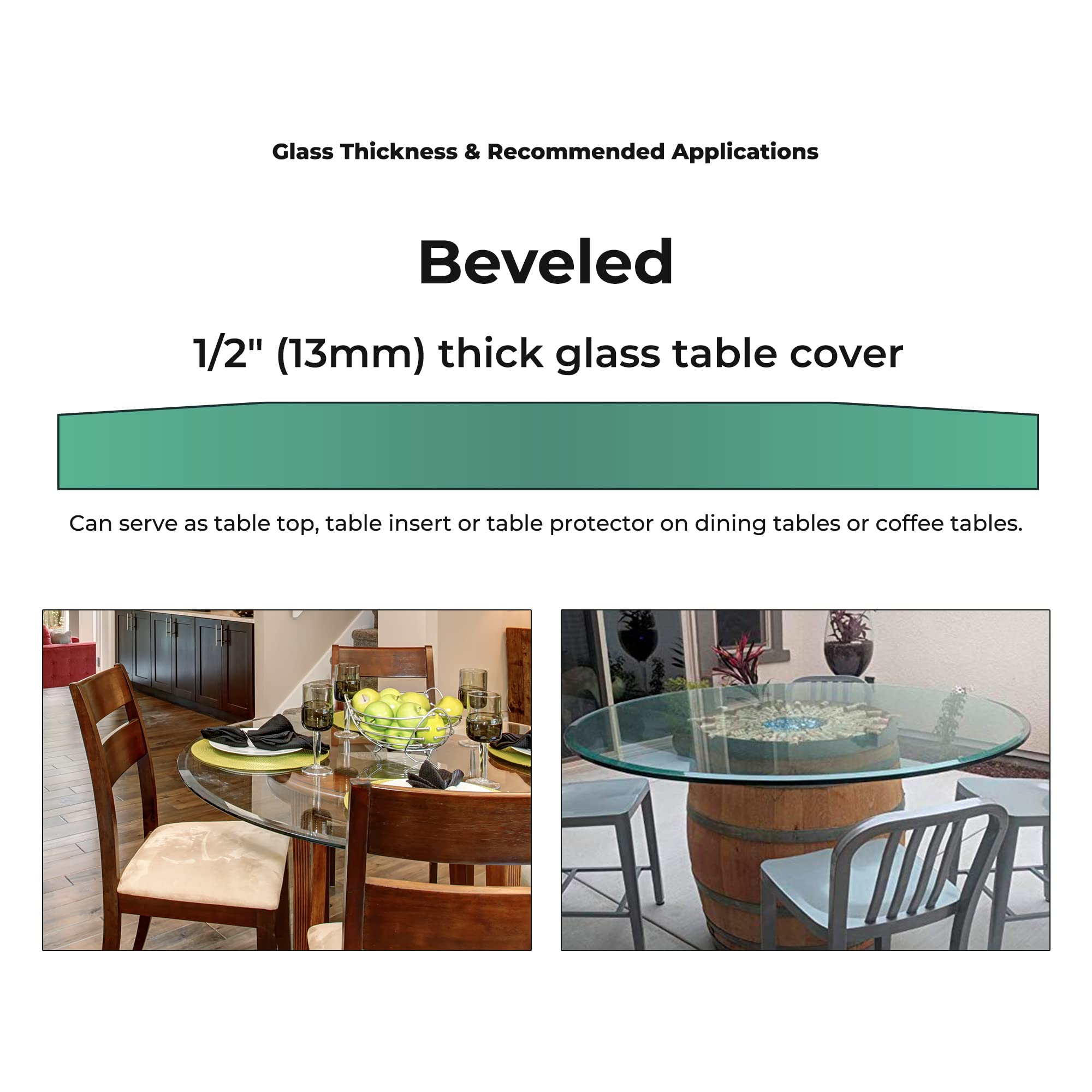 Fab Glass and Mirror tapa en uso sobre mesa auxiliar, aspecto moderno