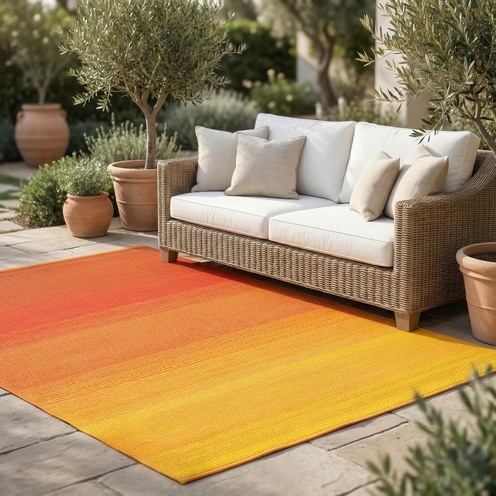 Fab Habitat alfombra frontal mostrando diseño ombré y durabilidad