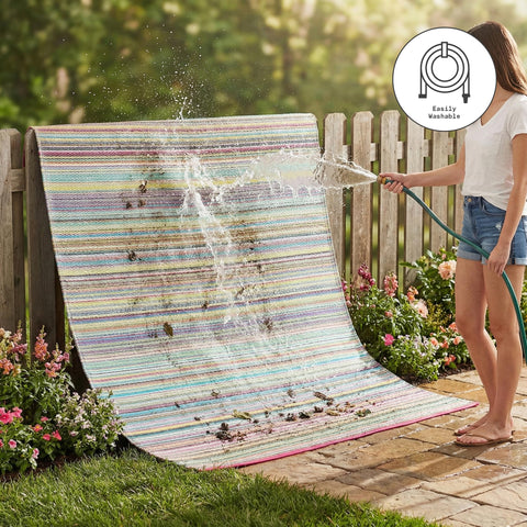 Fab Habitat etiqueta GoodWeave en la alfombra, producción ética certificada