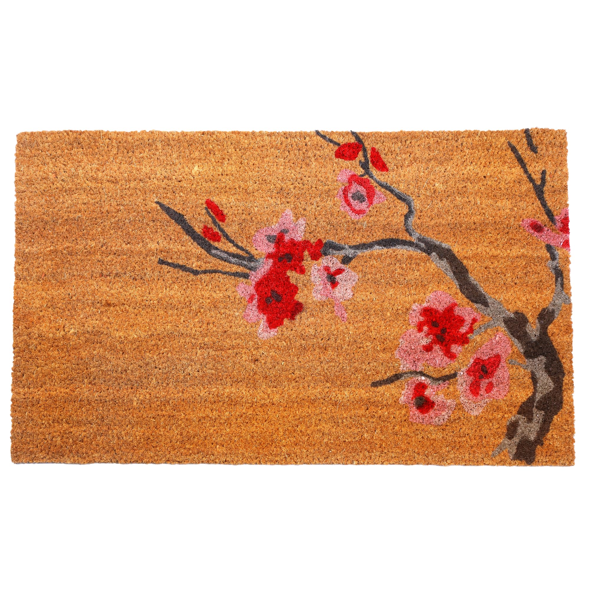 Fab Habitat detalle del motivo Cherry Branch con colores agua vivos