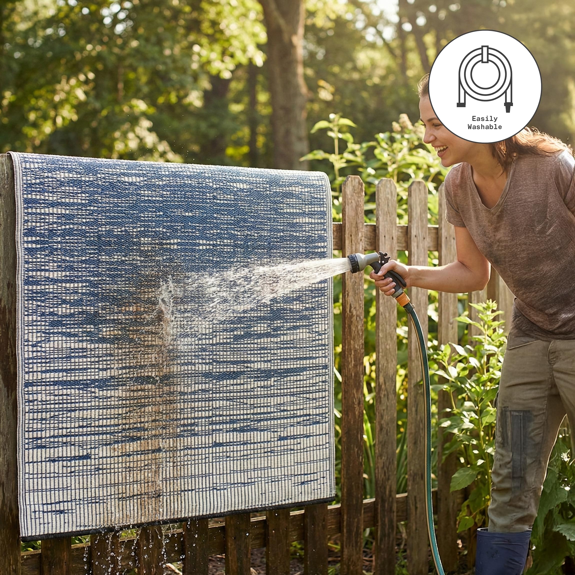 Fab Habitat alfombra enrollada con bandas elásticas para almacenamiento práctico