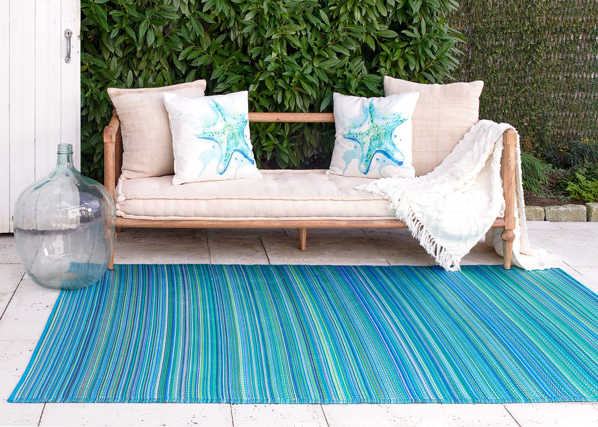 Fab Habitat runner frontal mostrando rayas turquesa y verde, añade color exterior