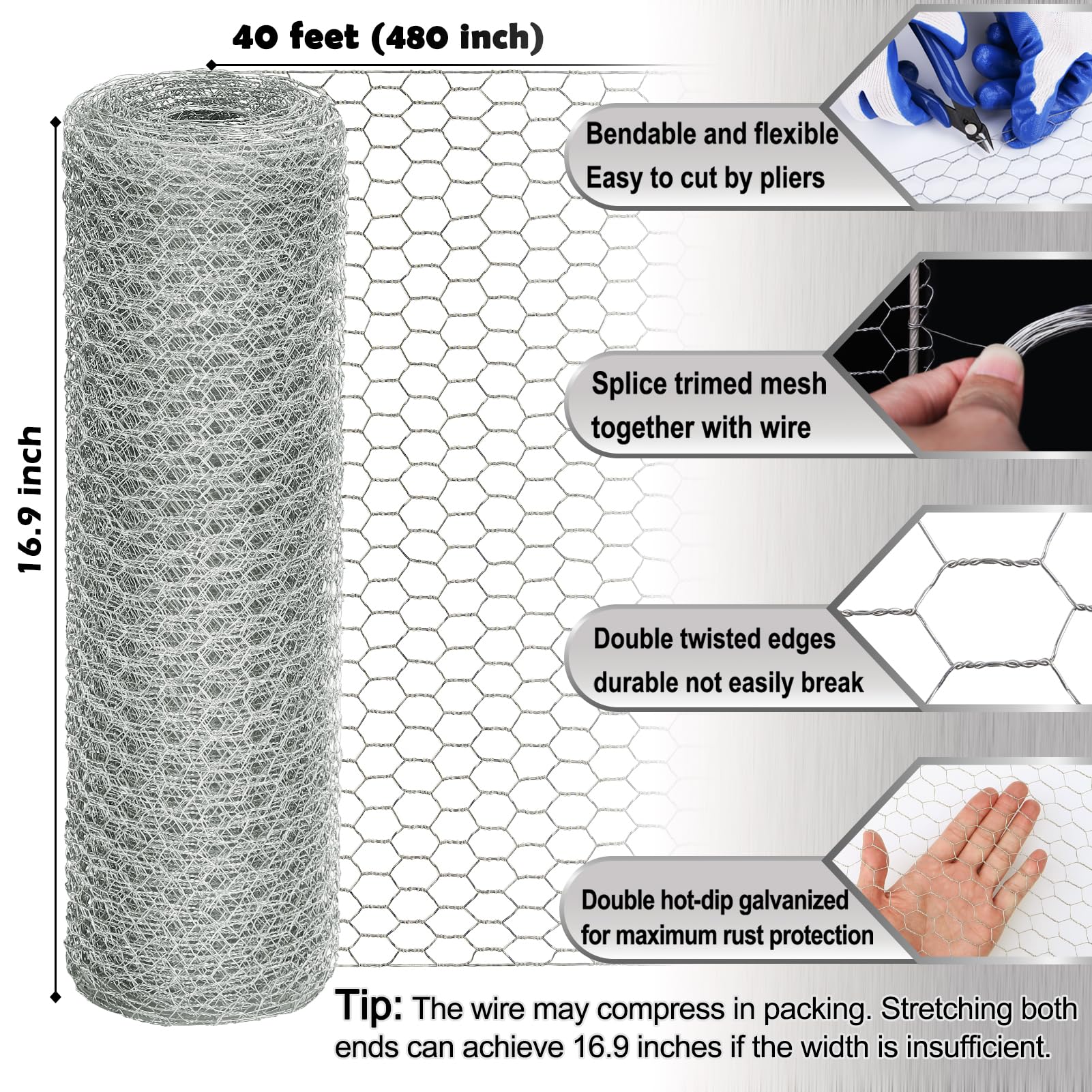 Fabulas detalle doble torsión hexagonal resistente a la corrosión