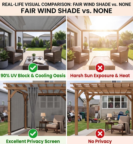 FAIR WIND uso en piscina y jardín para protección solar y privacidad