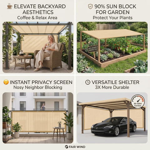 FAIR WIND uso como pantalla de privacidad en jardín khaki
