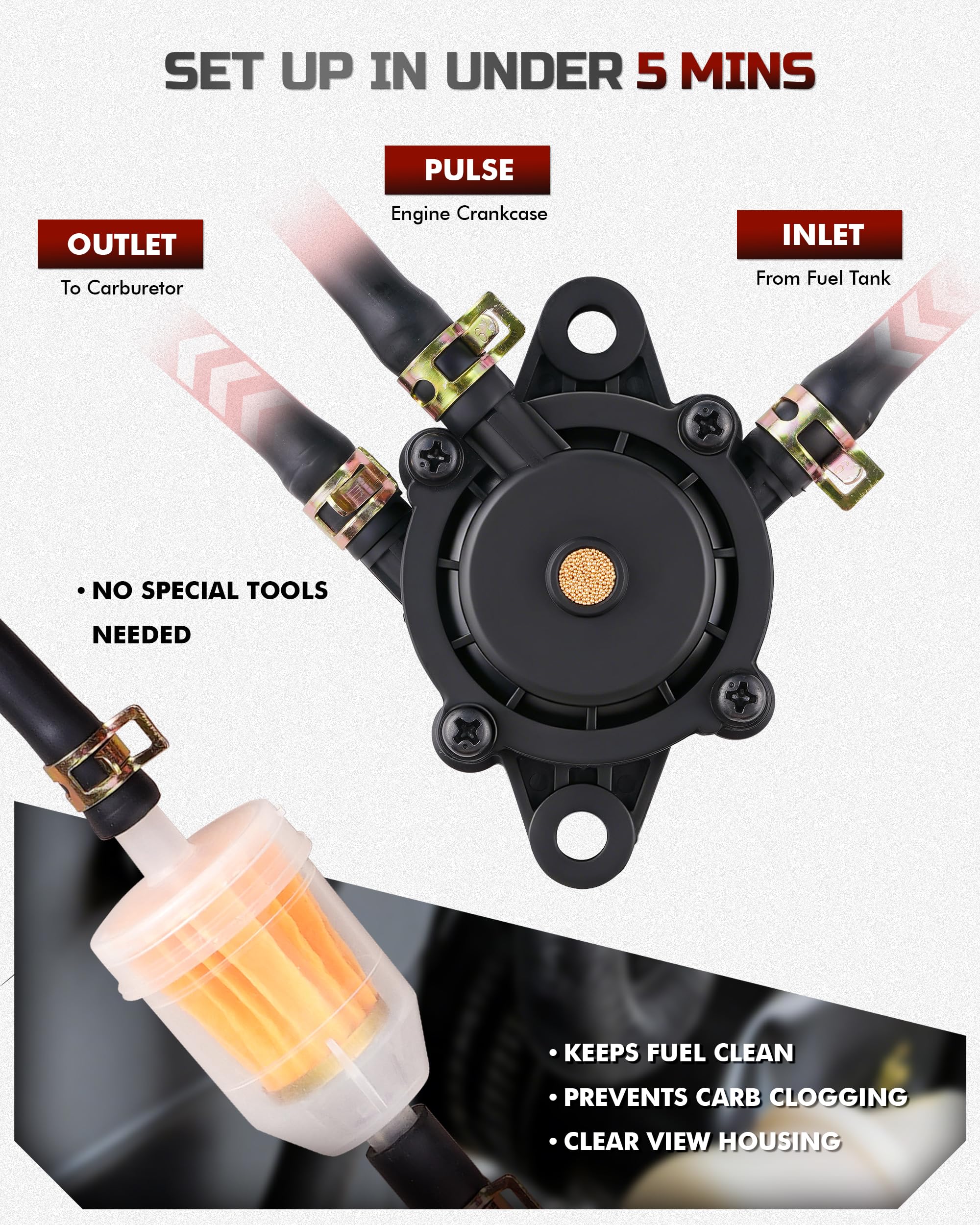 FAITIO filtro integrado captando impurezas para proteger carburador