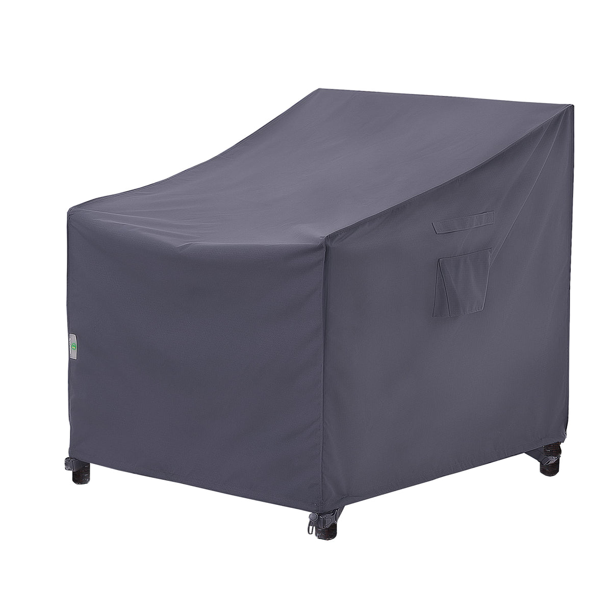 F&J Outdoors vista frontal de la funda gris protegiendo silla, protección inmediata