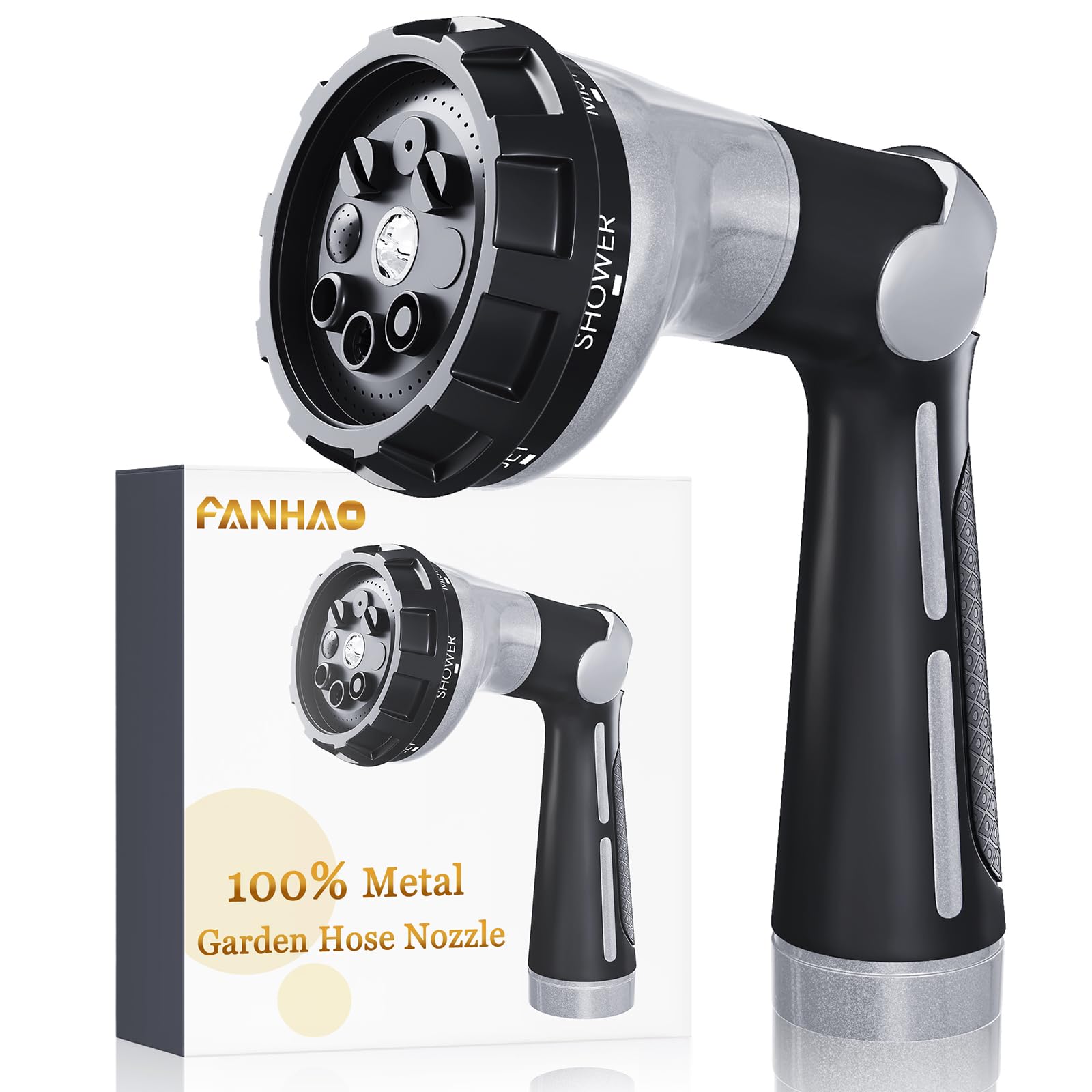 FANHAO boquilla frontal de metal mostrando robustez y conectividad rápida