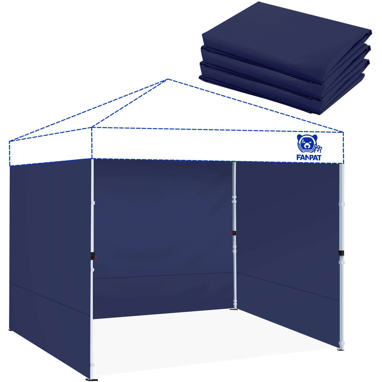 FANPAT panel lateral frontal en azul marino mostrando cobertura completa