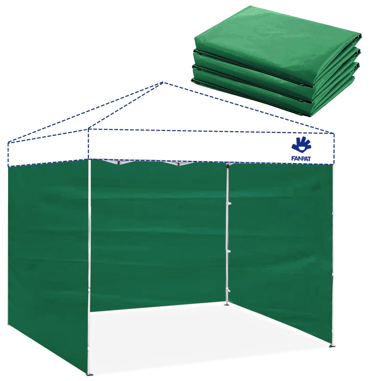 FANPAT lona lateral frente mostrando cobertura y color verde para privacidad