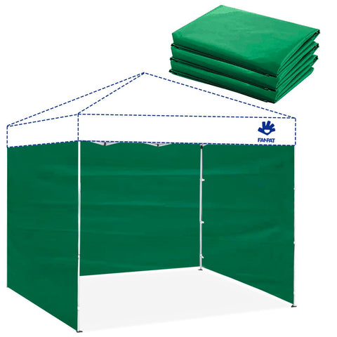 FANPAT lona lateral frente mostrando cobertura y color verde para privacidad