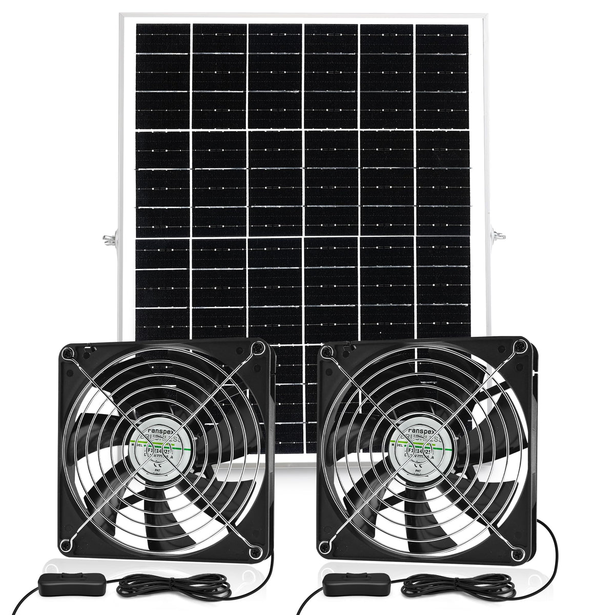 Fanspex vista frontal del kit con doble ventilador, ventilación potente