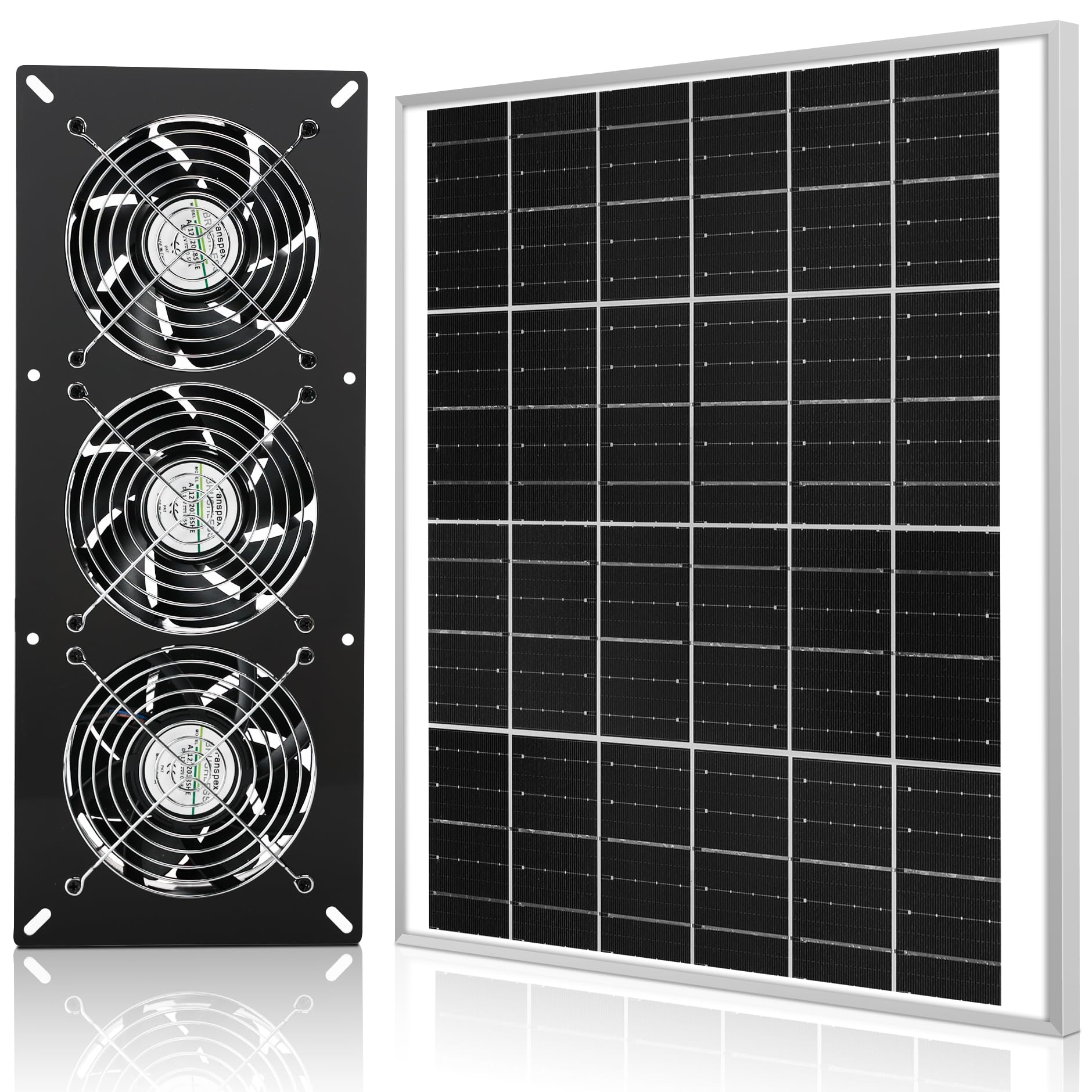Fanspex panel solar 25W visible, energía constante para ventilación
