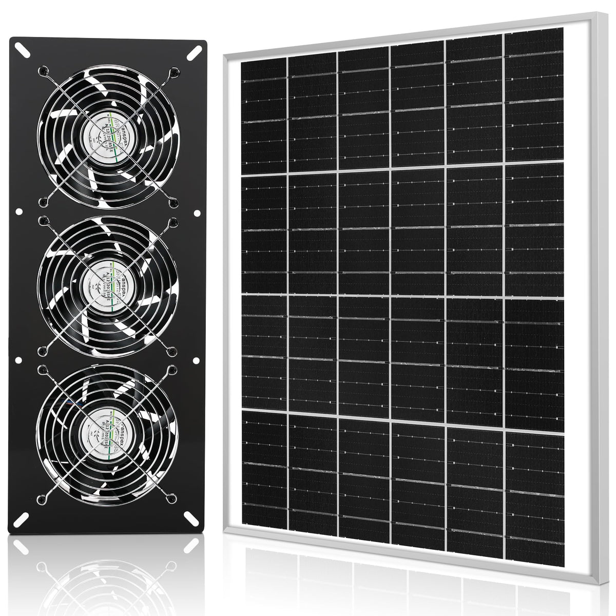 Fanspex panel solar 25W visible, energía constante para ventilación