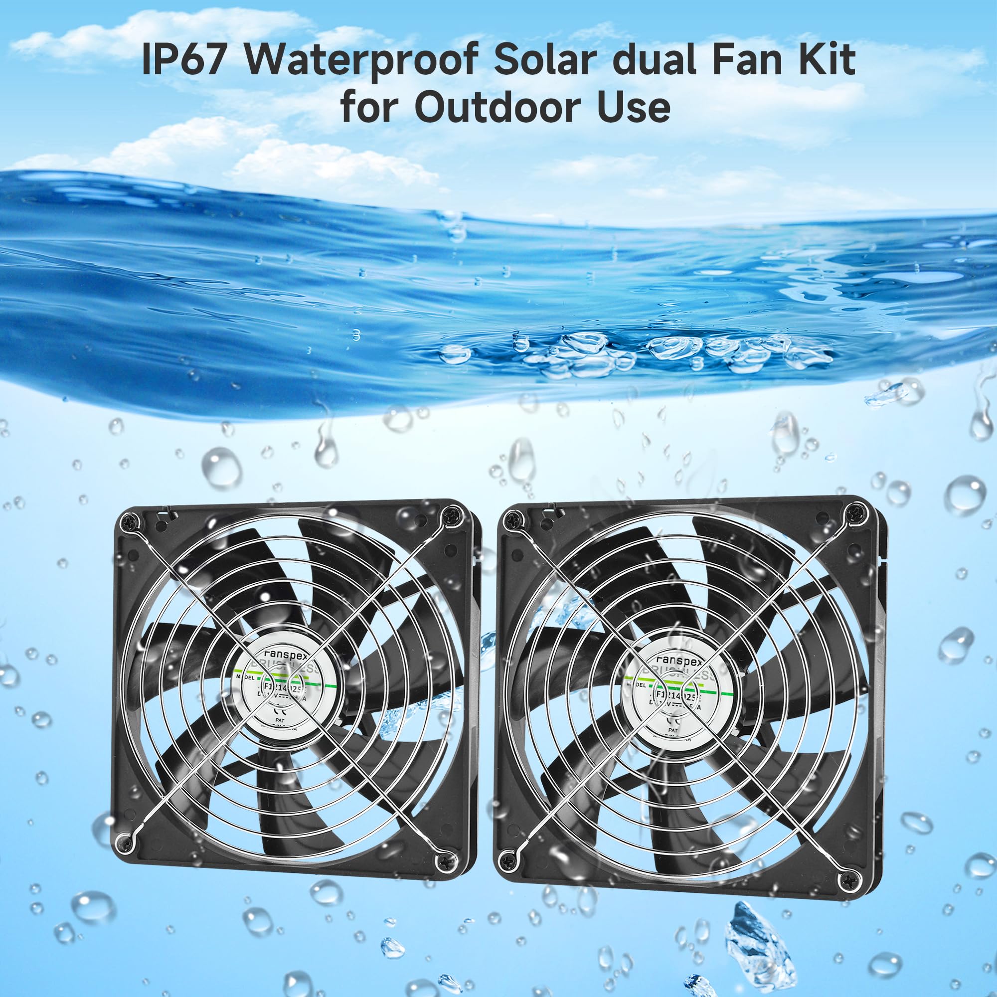 Fanspex panel solar 25W generando energía estable para ventiladores