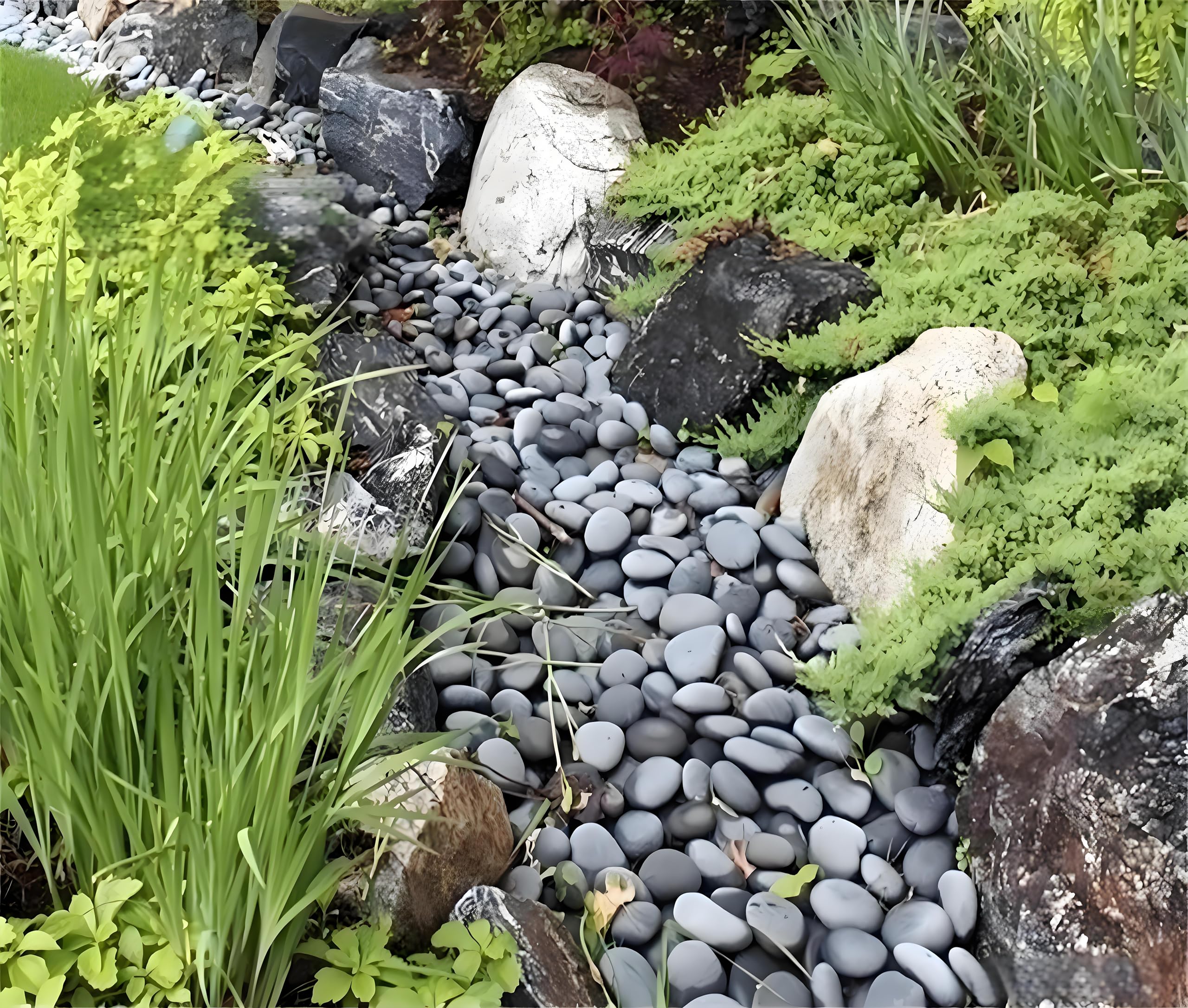 FANTIAN borde de jardín con piedras controlando erosión y diseño