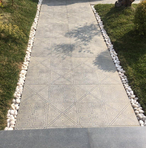 FANTIAN sendero decorativo con piedras blancas, aspecto uniforme y duradero en jardín