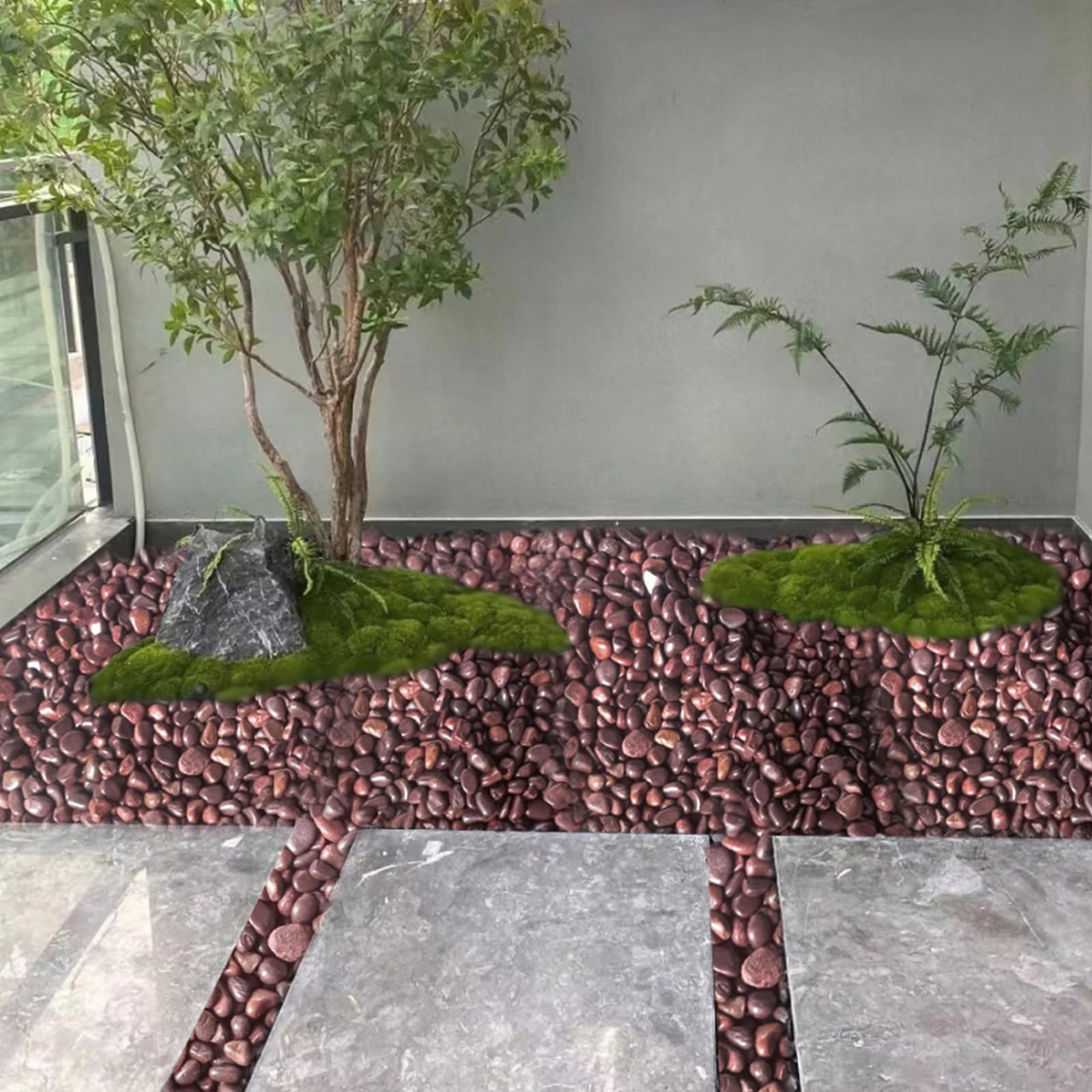 FANTIAN camino exterior con piedras rojas realzando diseño de paisaje