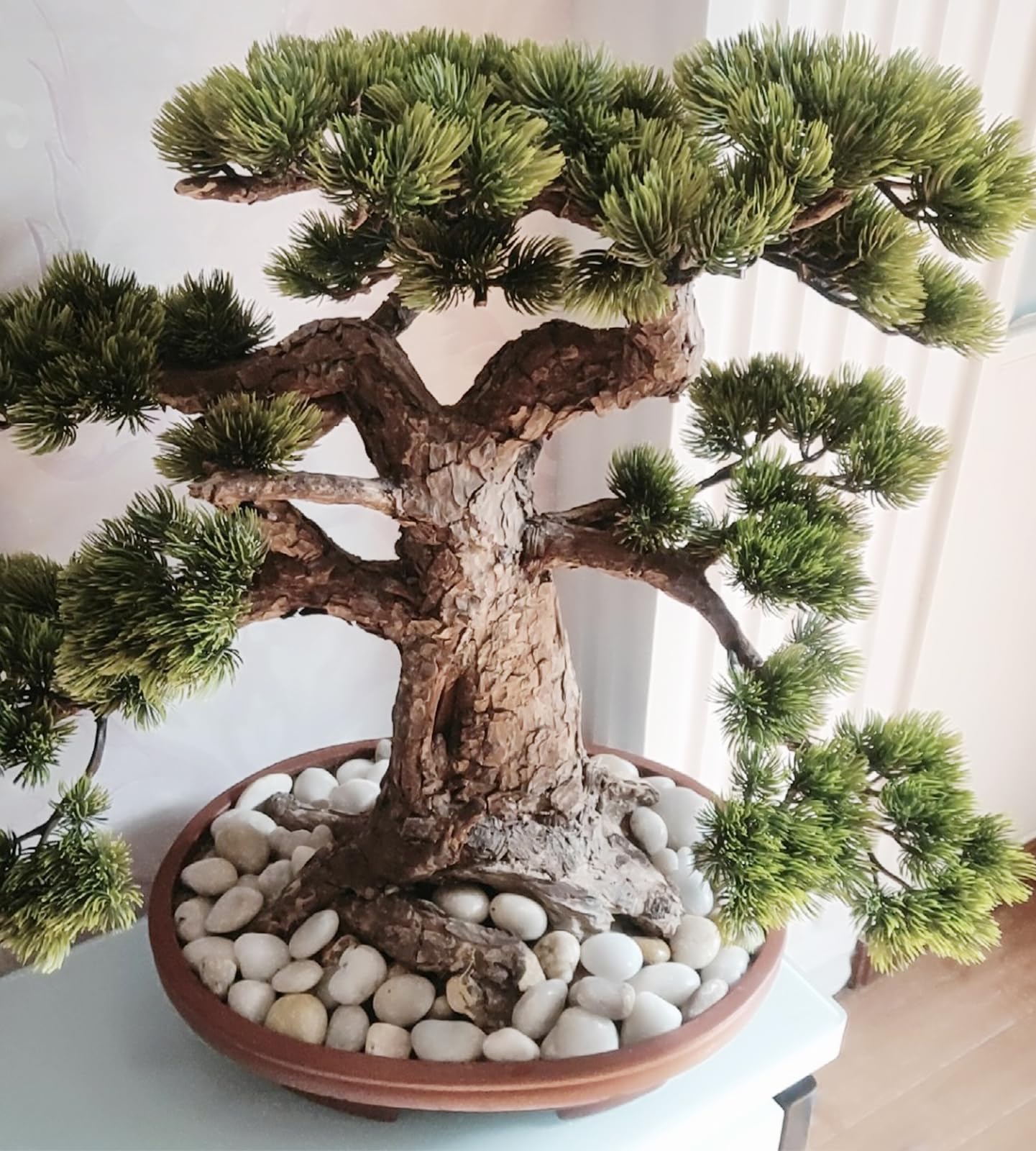 FANTIAN jarrón decorativo con guijarros y planta, uso como centro de mesa elegante