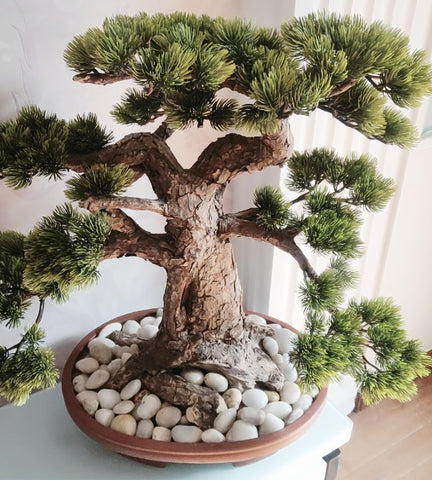 FANTIAN jarrón decorativo con guijarros y planta, uso como centro de mesa elegante