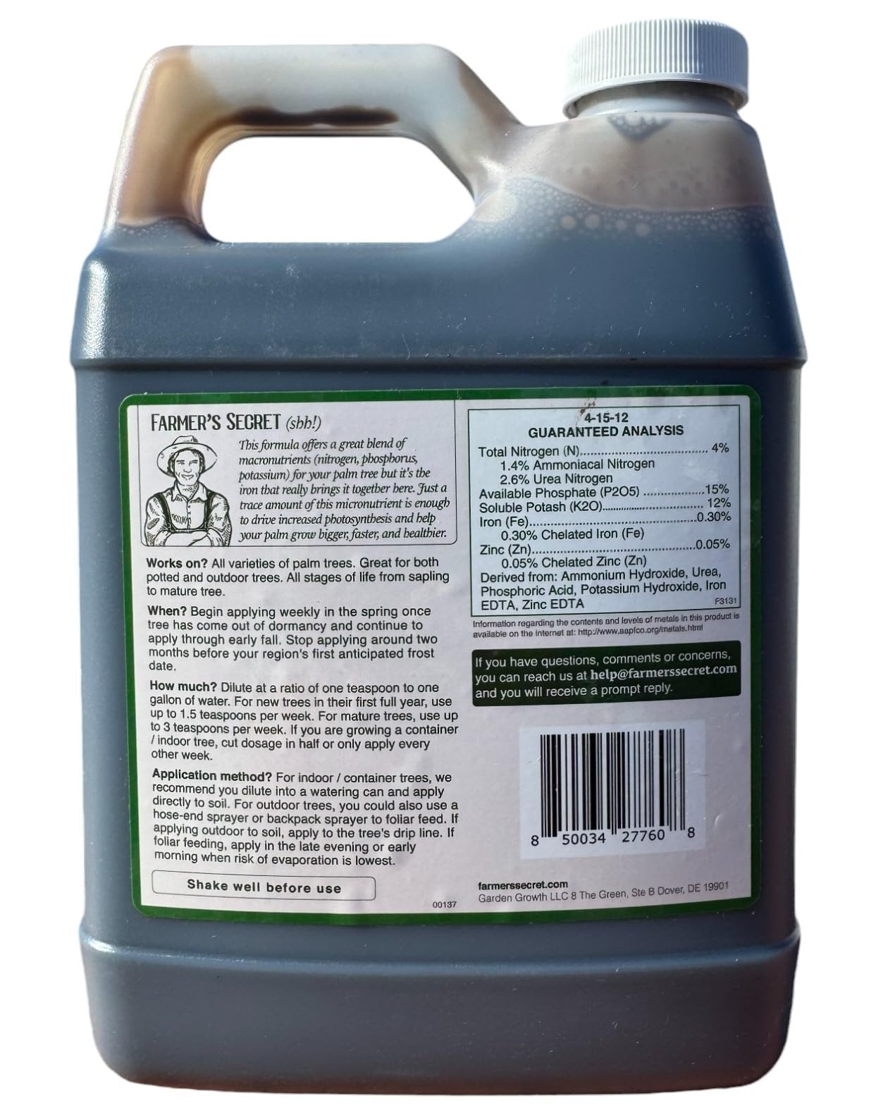 Farmer's Secret detalle de etiqueta con ingredientes y instrucciones claras