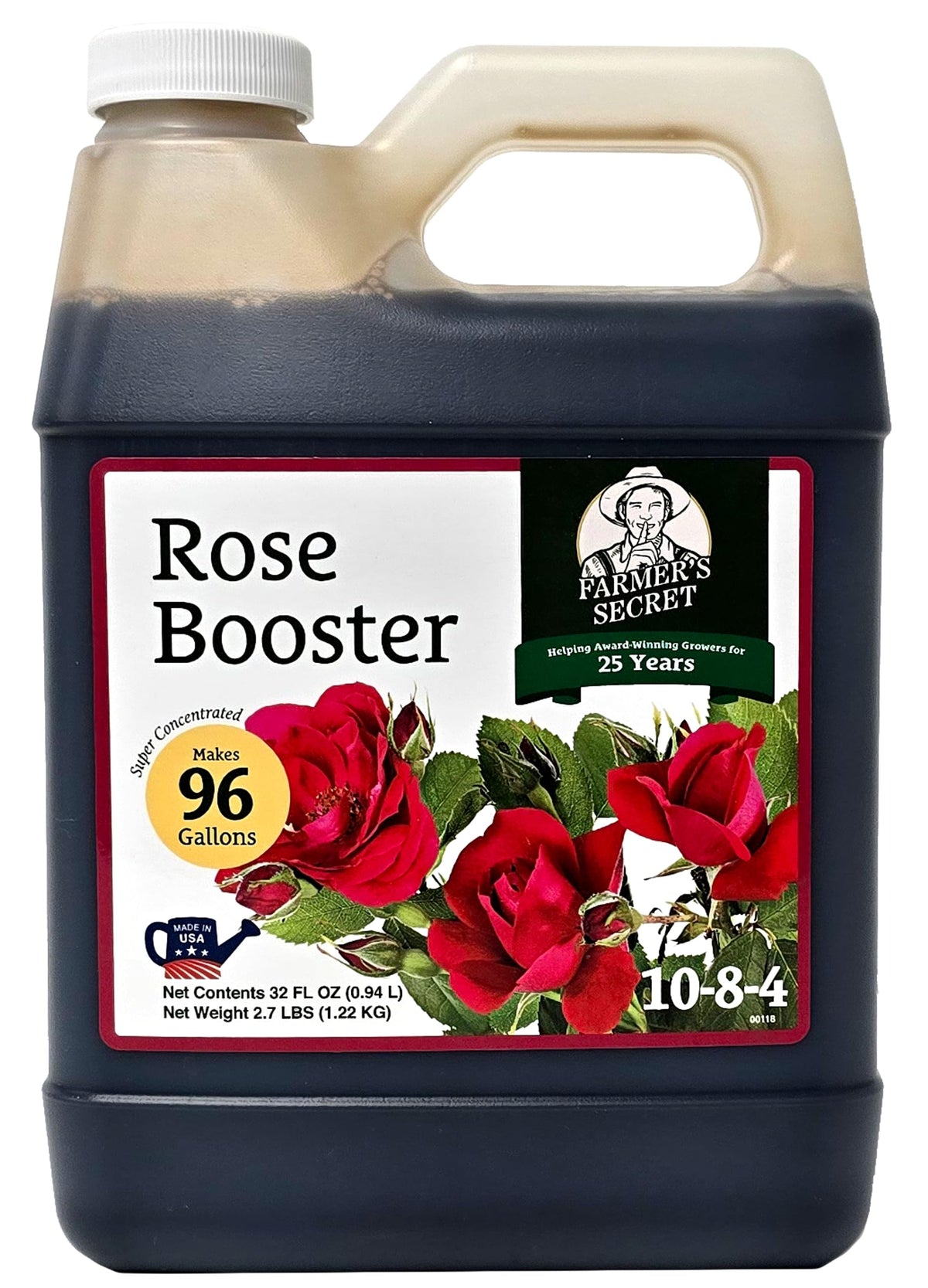 Farmer's Secret botella frontal 32oz mostrando la marca y diseño para identificación rápida