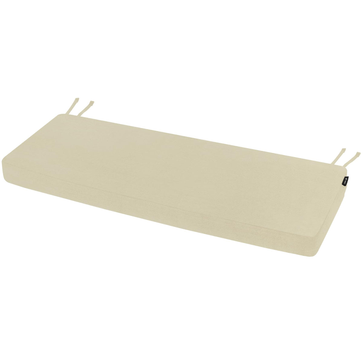 Favoyard cojín frontal beige mostrando diseño y tamaño, mejora el confort del banco