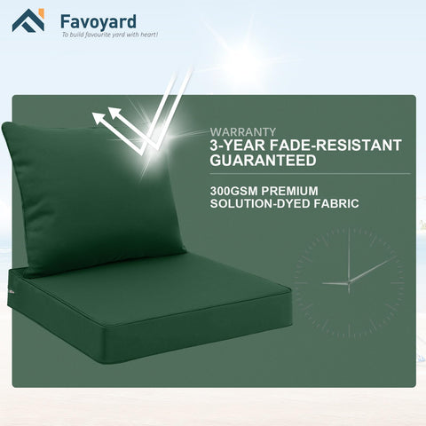 Favoyard cojines colocados en sillón de patio para comodidad instalada