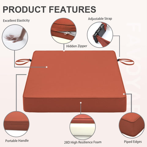 Favoyard cojín junto a una regla mostrando dimensiones exactas para medir