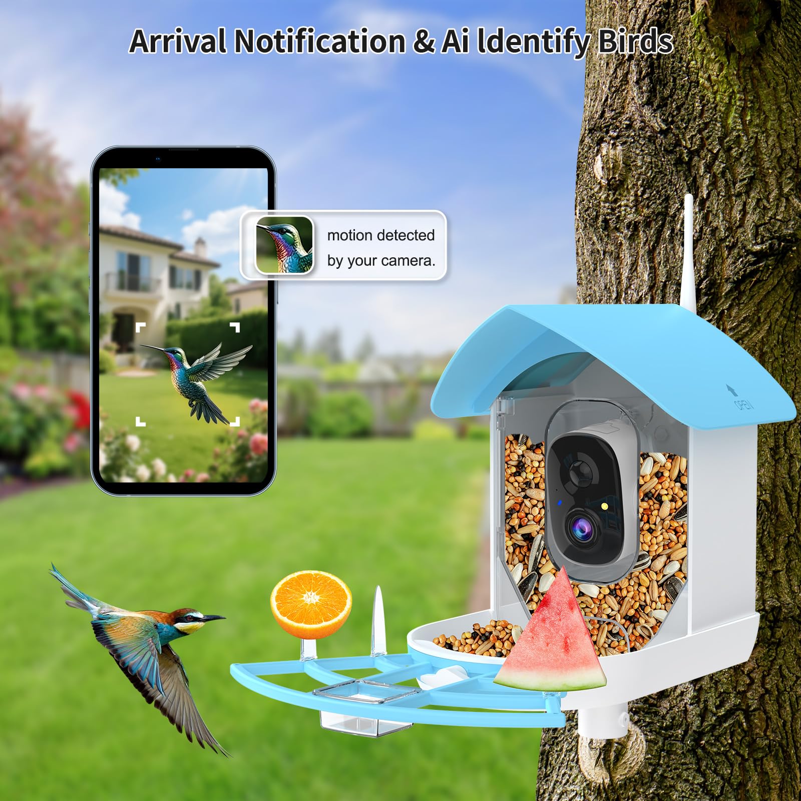 Fazoxo detalle de la lente gran angular que captura imágenes claras de aves cercanas