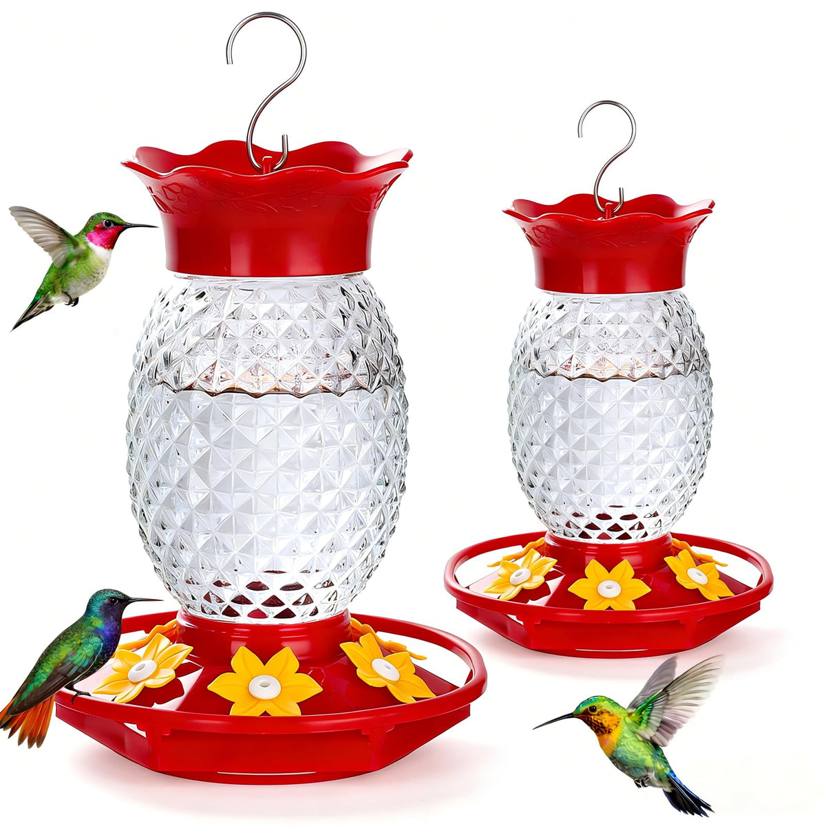 Fchstaer comedero piña frontal que atrae colibríes y decora exteriores