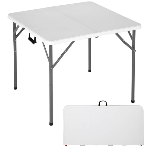 FDW mesa plegable frontal mostrando diseño blanco y estabilidad