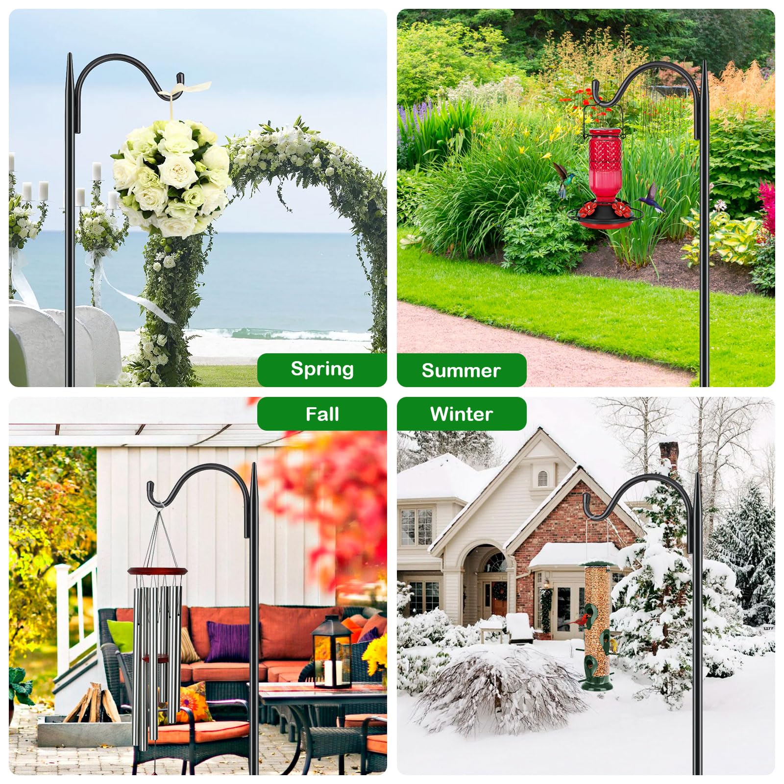 FEED GARDEN escena de jardín con macetas y farol colgando, decoración