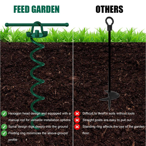 FEED GARDEN ancla en uso fijando trampolín y evitando desplazamiento