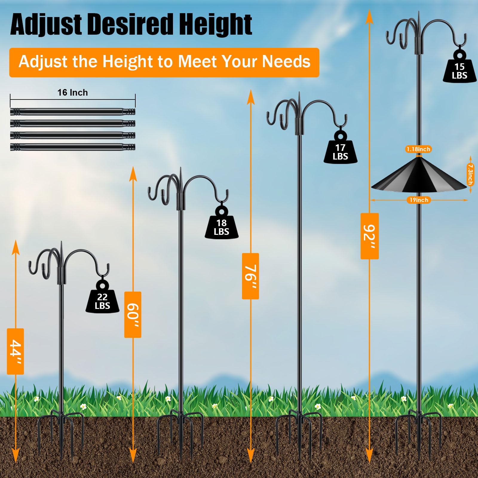 FEED GARDEN base de 5 puntas anclaje estable en tierra