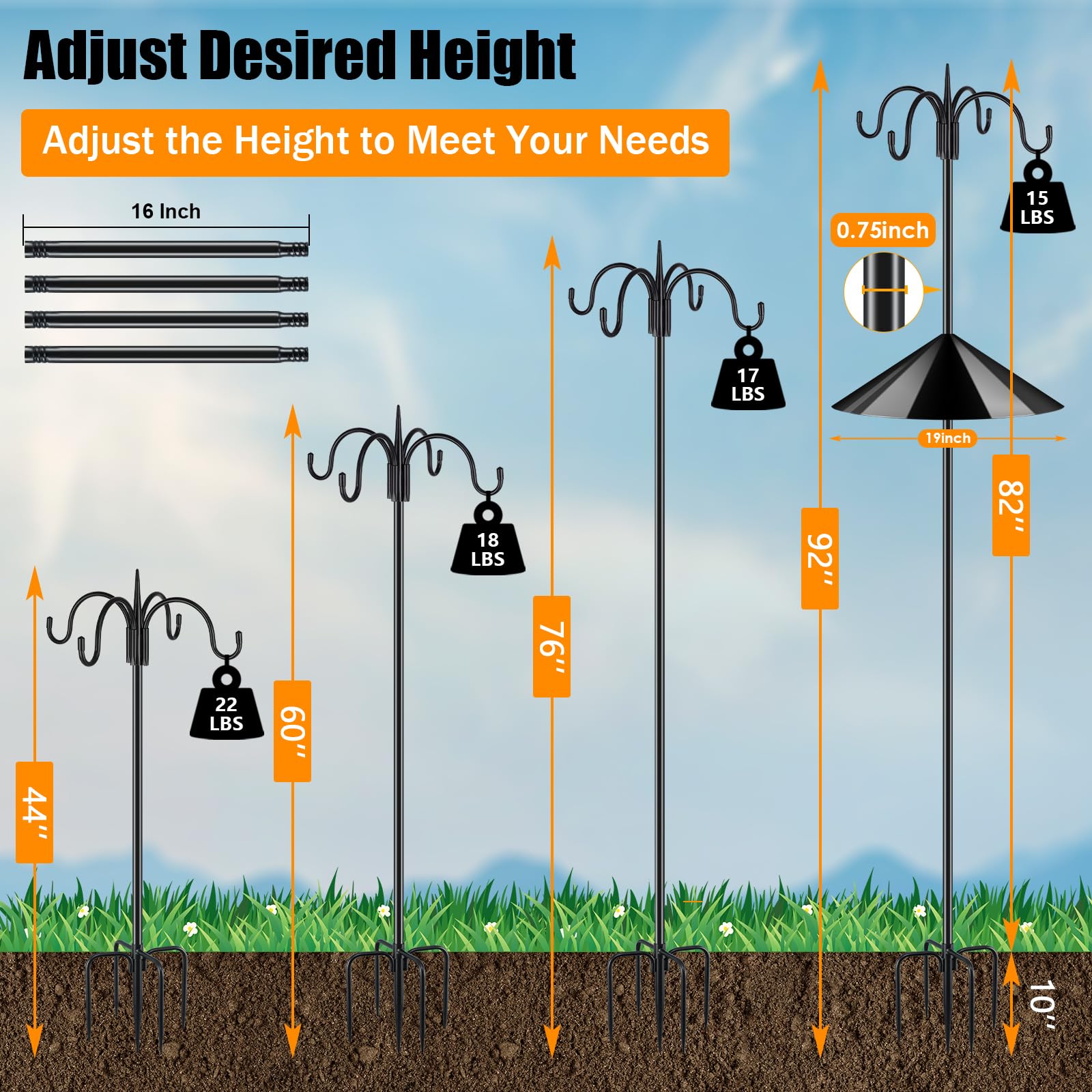 FEED GARDEN base de 5 puntas clavada en tierra para estabilidad extra