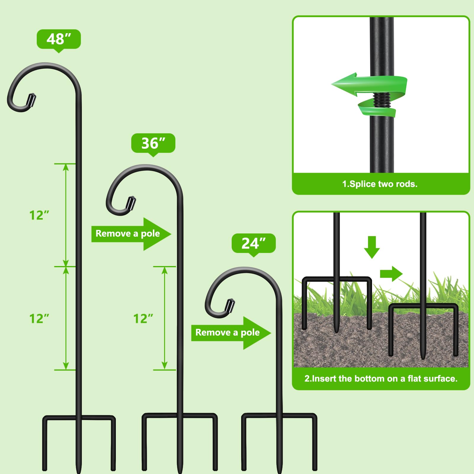 FEED GARDEN base de tres puntas en suelo, mayor estabilidad contra el viento