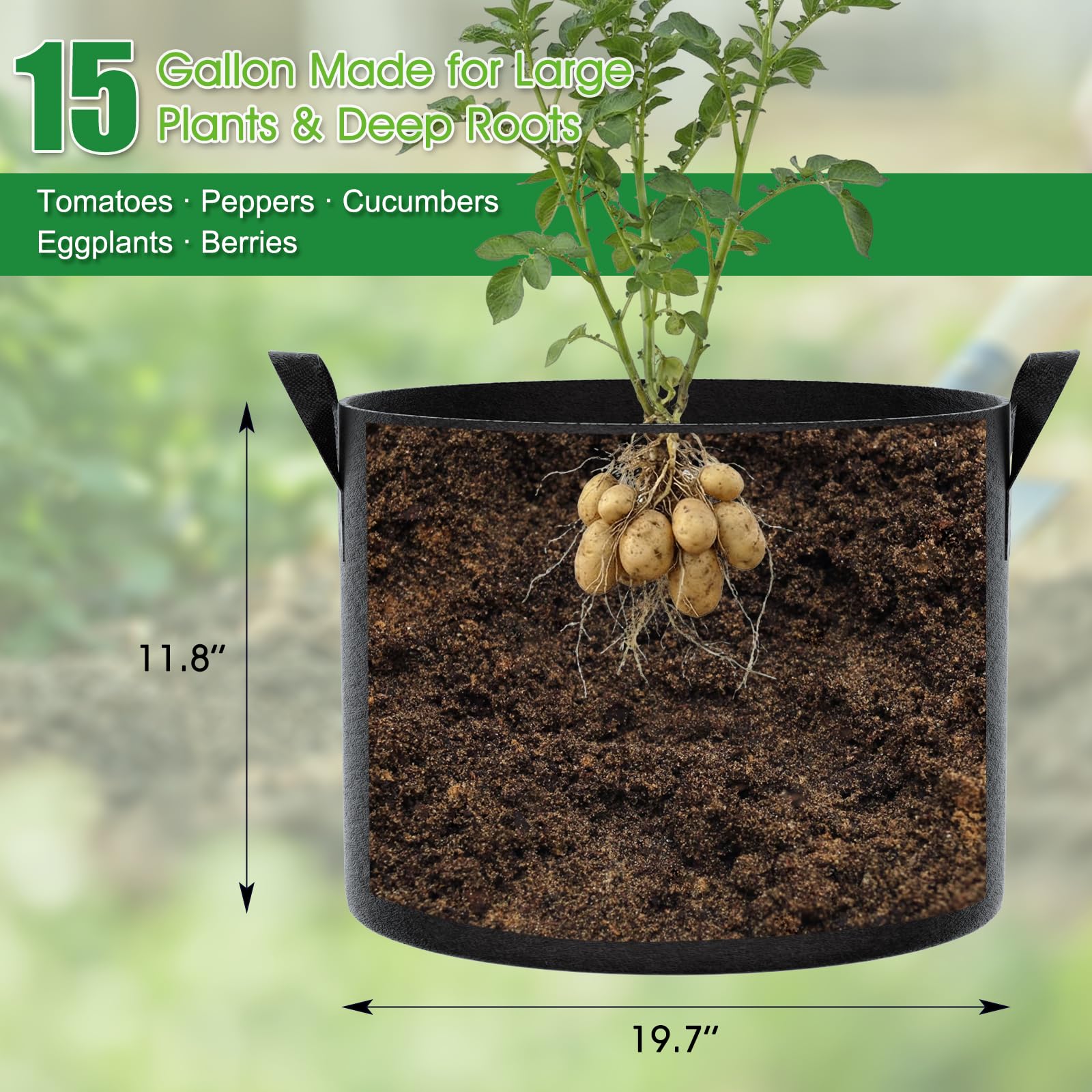 FEED GARDEN primer plano de costura y asa reforzada para traslados seguros
