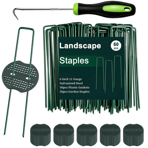 FEED GARDEN caja frontal mostrando 50 estacas galvanizadas beneficios de kit completo