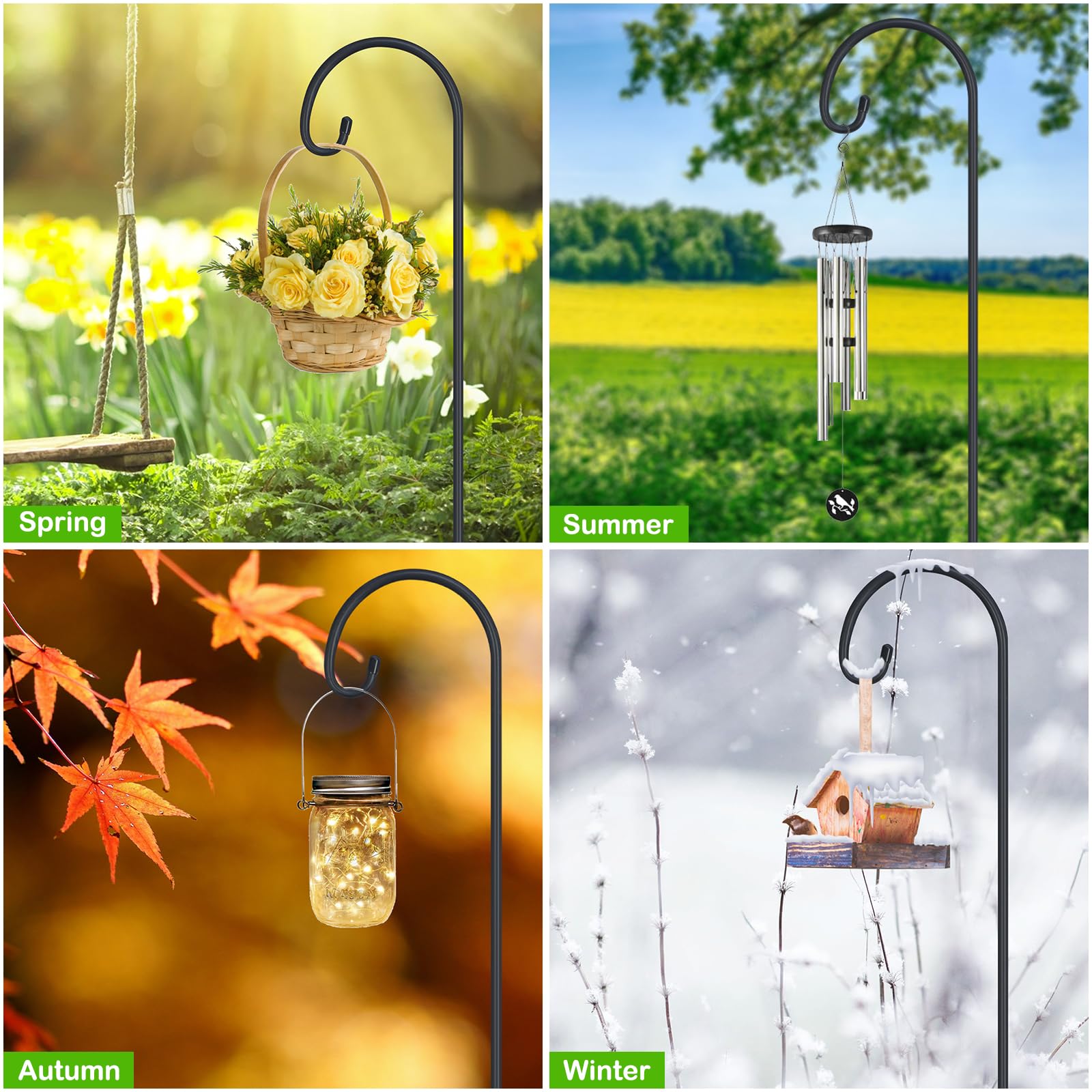 FEED GARDEN gancho con linternas solares añadiendo iluminación ambiental